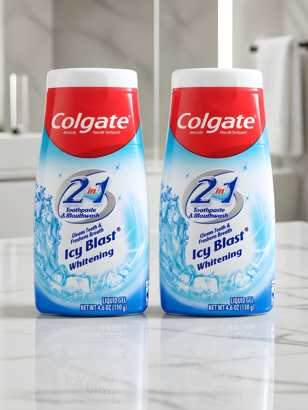 Colgate 2in1 Toothpaste Mouthwash Whitening Liquid Gel 4.6oz Two Pack